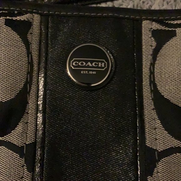 Monogram Coach Satchel w Side Drawstrings - Picture 3 of 7